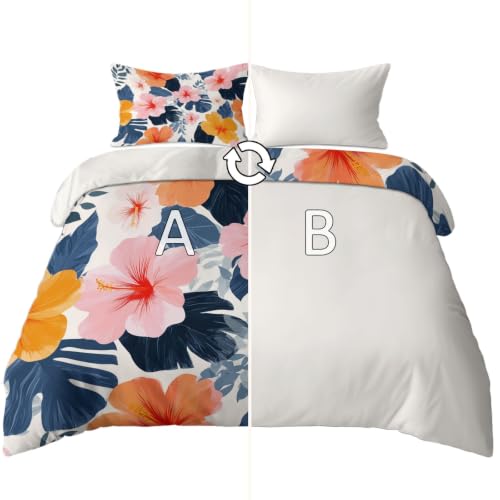 Parure housse de couette motif fleur dessin main en microfibre supérieure