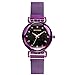 Produktbild RORIOS Damen Uhren Armbanduhren Leuchtenden Sternenklarer Himmel Dial Damenuhr Armbanduhr Analog Quarz Ultradünne Edelstahl Mesh Band Ladies Watches