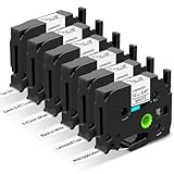 Invoker 6x TZe-231 Ersatz für Brother P-Touch Bänder Tz Tape 12mm 0.47 Weiß Kompatibel mit Brother P Touch Schriftband 12mm für PT-H105 H107B H110 H100LB H200 D210 P300 E560BTVP D610BTVP P750W PT-Cube