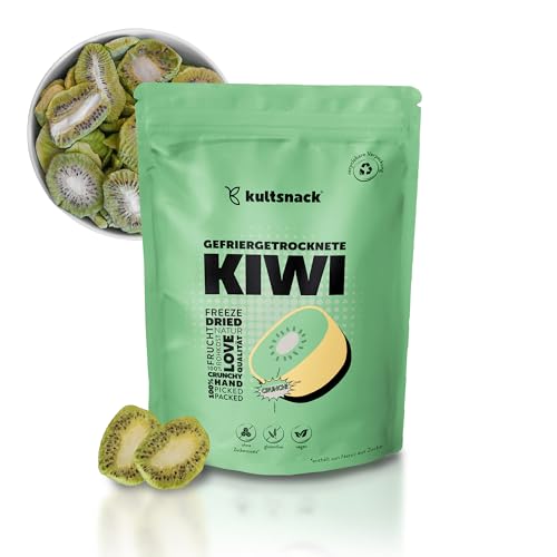 Kultsnack Gefriergetrocknete Kiwi 100g – Gefriergetrocknete Früchte – Fruchtchips – Veganer Snack & Süßigkeiten Ersatz – ohne Zuckerzusatz – Pure Frucht (Vegan, Glutenfrei)