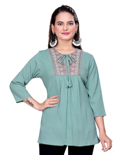 Image of Women's Casual Floral Printed Shirt | Button-Down Collar Three-Quarter Sleeve Top | Stylish Trendy Printed Shirt for Women | Relaxed Fit Cotton Shirts | Western Style Tops