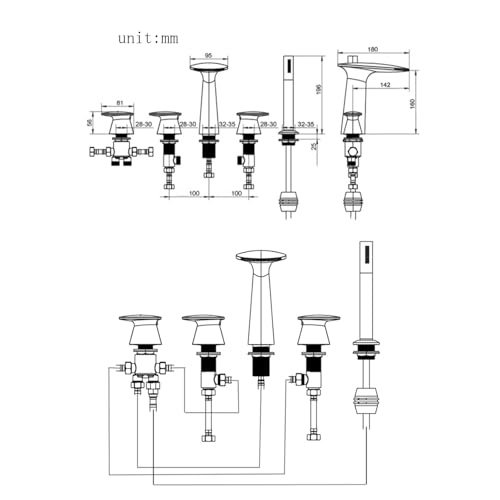 Ensemble de robinetterie de bain cascade à douchette extractible pratique - 6