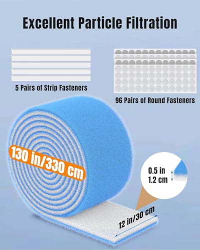 Image of Pawfly Aquarium Filter Floss Roll, 130 x 12 x 0.5 Inch Cuttable Aquarium Filter Pad, Blue and White Aquarium Filter Media Roll for Freshwater Saltwater Fish Tanks & Small Ponds