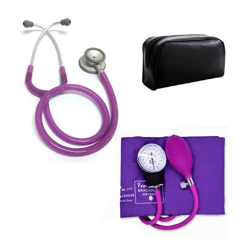 Kit Estetoscópio Spirit Pro-Lite Violeta + Esfigmomanômetro Aparelho de Pressão Premium