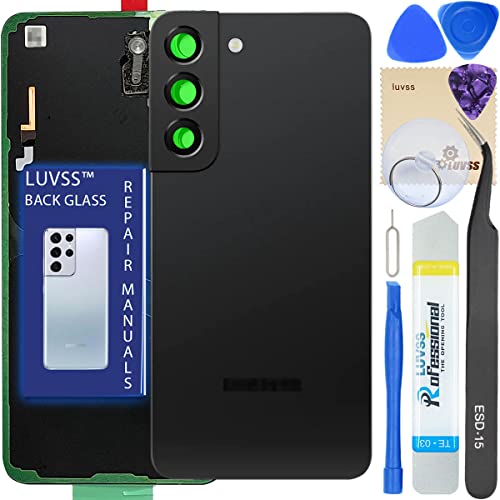 Réparer vitre arrière Samsung S22 5G coque de remplacement noire avec adhésif posé