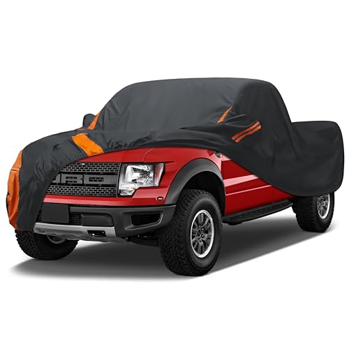 Image of Heavy Duty Waterproof Car Cover for RAM 1500 /2500 /3500,Chevrolet Silverado etc. Trucks All Weather, UV Resistant, Dustproof, and Snowproof. Fit Truck Length Up to 242 inch