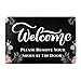 Kawani Please Remove Your Shoes Doormat Non-Slip Welcome Floral Door Mat Funny Take Your Shoes Off Mat Outdoor Water Absorbent for Home Indoor Bathroom Living Room Garden Decoration 18x30 Inch