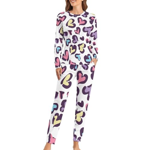Pyjama femme sleepwear Coeur De Couleur avec pantalon et t-shirt manches longues de nuit