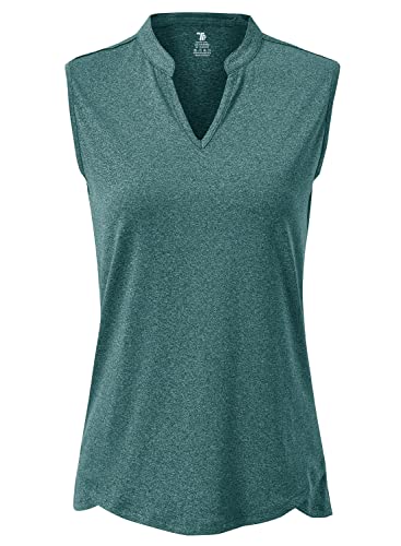 Image of BGOWATU Women's Golf Polo T-Shirts Sleeveless V Neck Collarless Tennis Shirts UV Protection Quick Dry Lightweight