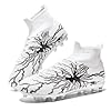 HRJR Men's Soccer Cleats Football Cleats for Unisex-Adult High-Top Spikes Shoes for Youth Big Boys Lightweight Professional Training Turf Outdoor Athletic Sneaker Black 6.5 White 11