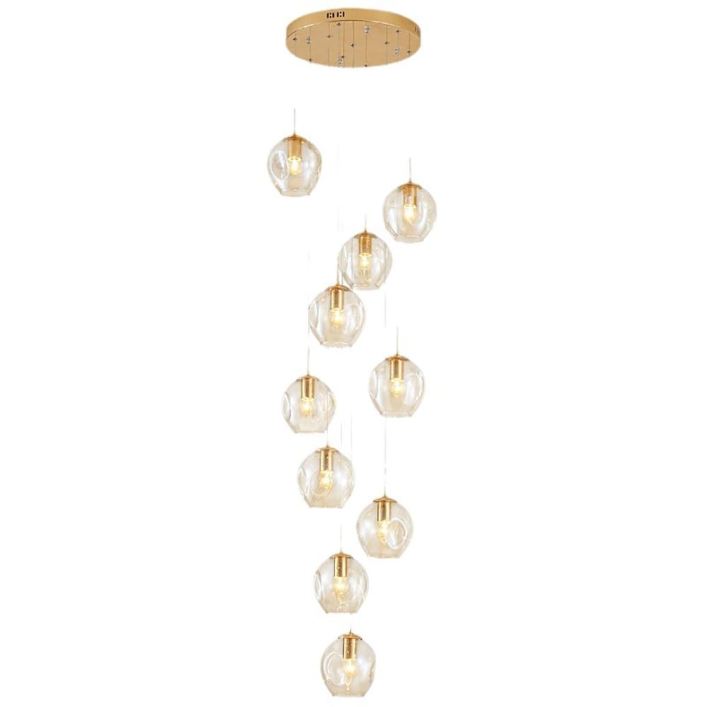 Lustre de luxe 10 lumières en verre transparent pour grand salon de villa