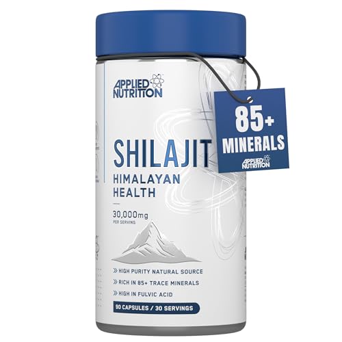 Applied Nutrition Shilajit Capsules 30,000mg – 60% Fulvic Acid (750mg 20:1 Extract) Pure Himalayan Supplement 85+ Minerals for Energy + Immunity - High Strength Antioxidant - 90 Capsules (30 Servings)