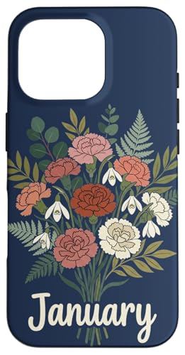 January Birth Flower Carnation Snowdrop Cute Floral Birthday �X�}�z�P�[�X iPhone 16 Pro �p