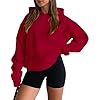 onlypuff Women Hoodies Casual Pullover Long Sleeve Sweatshirt Kangaroo Pocket Drop Shoulder Sweater