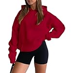 onlypuff Women Hoodies Casual Pullover Long Sleeve Sweatshirt Kangaroo Pocket Drop Shoulder Sweater