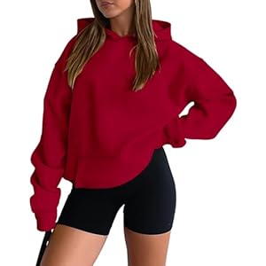 onlypuff Women Hoodies Casual Pullover Long Sleeve Sweatshirt Kangaroo Pocket Drop Shoulder Sweater