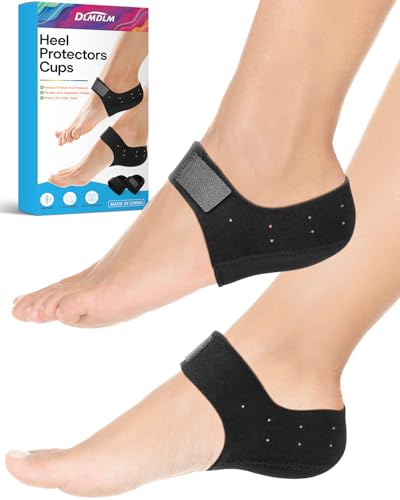 Gel Heel Cushion Support for Plantar Fasciitis, Heel Pads for Foot Pain Relief, Support Spur, Cracked Heels Women and Men (Black with Holes, Women 6-11, Men 6-10)
