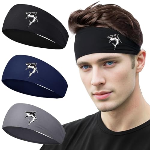 FACITE 3 faixas de cabelo masculinas para treino, faixas de cabelo para homens e mulheres, antiderra