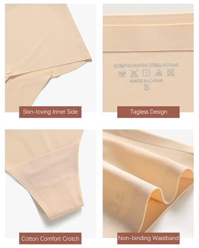 K-CHEONY Womens High Waisted Thongs No Show Panties Lightweight Soft Stretch High Cut Underwear 3 Pack3