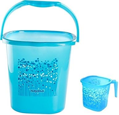 Plastic Bucket and Matching Mug, Blue, 25 L