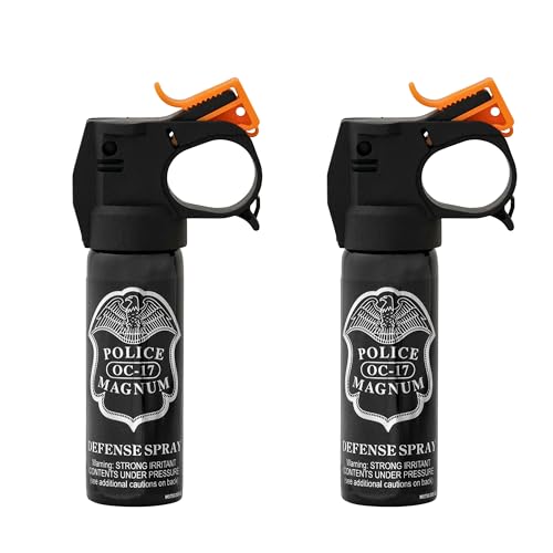 Police Magnum Self Defense Pepper Spray Fogger – Maximum Strength Personal Protection – Portable Non-Lethal Safety Gear – Made in USA – 2 Pack 3oz FM