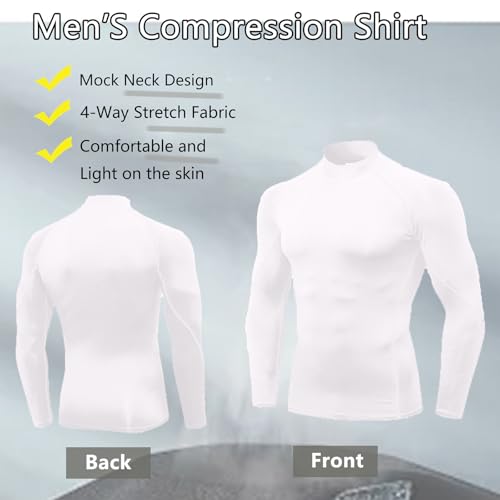Men's Compression Shirts Long Sleeve Athletic Running Tops Football Turtle Neck Shirts Sport Baselayer Undershirt3