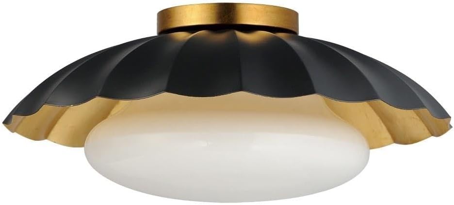 Maxim Primrose - 1 Light Flush Mount-6.75 Inches Tall and 16 Inches Wide-Matte White/Gold Leaf Finish
