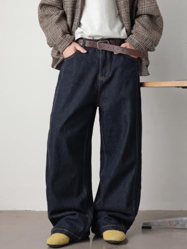 Areant Mens Baggy Jeans Wide Leg Loose Fit Hip Hop Vintage Jeans Relaxed Fit Elastic Waist Denim Pants Skate Streetwear Y2K Blue Medium — view 2