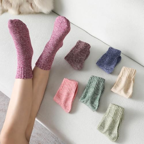 Pleneal Wool Socks for Women - 7 Pairs Womens Wool Socks Winter Warm Sock Men Cozy Knit Boots Sock for Women