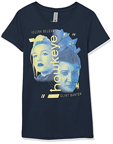 Marvel Little, Big Hawkeye Two Archers – Camiseta de manga corta para niñas, Azul Marino, XS