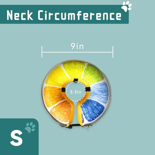 Image of Ovatt PVC inflatable pet collar for small medium and large dogs after surgery ,Washable Dog Cone Collar w /Removable Hard Cone for Dogs After Surgery (Orange, S)