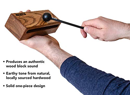Timber Drum Co. 8" Wood Block With Mallet — Made In U.s.a. — Creates Loud And Resonant Tone From Handcrafted Solid American Hardwood, Includes Rubber Feet, Large (T4-L) #TOP4