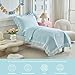Shxime 4 Pieces Double Layer Toddler Bedding Set - Baby Blue & White Ruffle Fringe 4 Pieces Toddler Bed Set - 1 Comforter + 1 Fitted Sheet +1 Flat Sheet +1 Pillowcase for Baby Boys and Girls Baby Blue