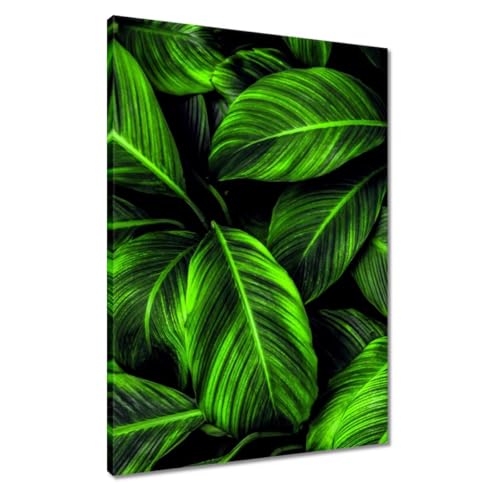 Toile imprimée feuilles vertes déco murale salon nature et zen 50x70 cm