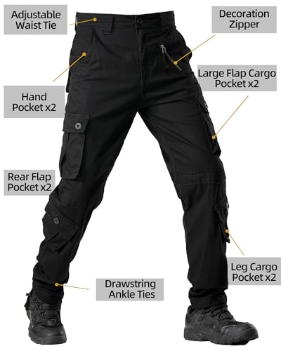 Men's Camo Cargo Work Pants Cotton Tactical Ripstop Casual Combat Pants with 8 Pockets - Image 7