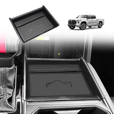 TripleAliners for 2022 2023 2024 2025 2026 Tundra Center Console Leather Insert Storage Organizer Accessories with Trim Compatible with Toyota Tundra 2022-2026 SR SR5 Limited TRD PRO (Leather Black)