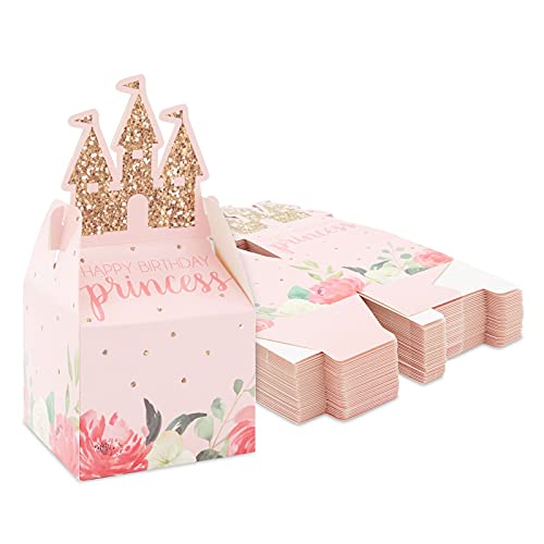 Mini Princess Castle Party Favor Boxes for Girls Birthday (Pink, 36 Pack)
