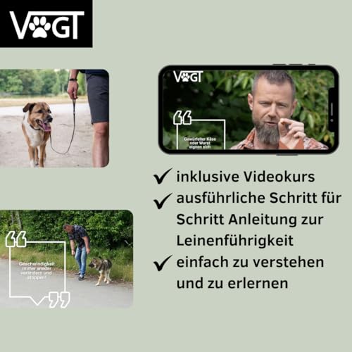VOGT-Führleine | inklusive Videokurs von André Vogt | Leinenführigkeit, enstpannt an der Leine | original Biothane | 1m schlicht und leicht(Oliv)