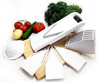 Dynamic Chef Mandoline Slicer, 5 V blades, Fruit and Vegetable Cutting Tool, Adjustable