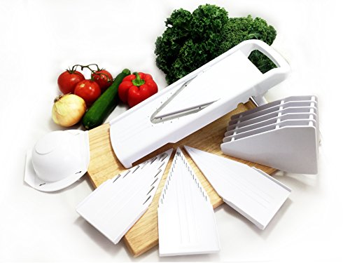 Dynamic Chef Mandoline Slicer, 5 V blades, Fruit and Vegetable Cutting Tool, Adjustable