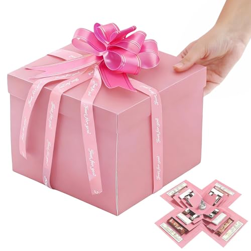 YFaith Creativo Caja Sorpresa, Cajas Para Regalos 5 Capas, Caja Sorpresa Explosiva Rosa, para Cumpleaños, Aniversarios y San Valentín