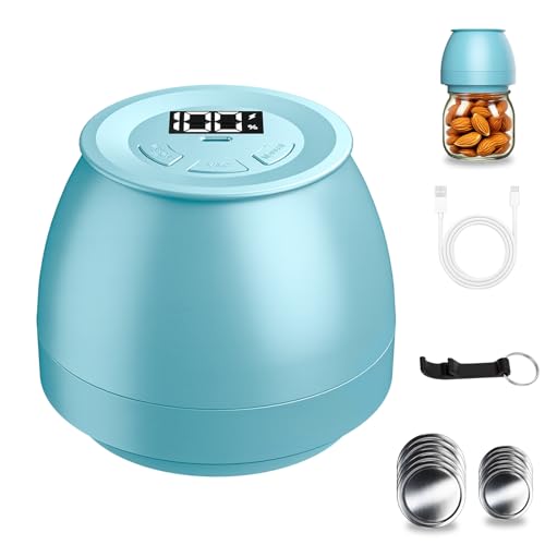 Image of FUTUREZEN Electric Mason Jar Vacuum Sealer for Regular and Wide Mouth, Blue | automatic vacuum sealing, food preservation, bottle opener, USB-C cable, jar lids