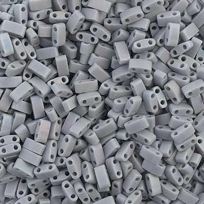 Miyuki TILA Half Cut 5x2.3mm 2 Hole Silver Grey Opaque AB Matte HTL00498FR 50Gms Bulk Bag of Japanese Glass Beads
