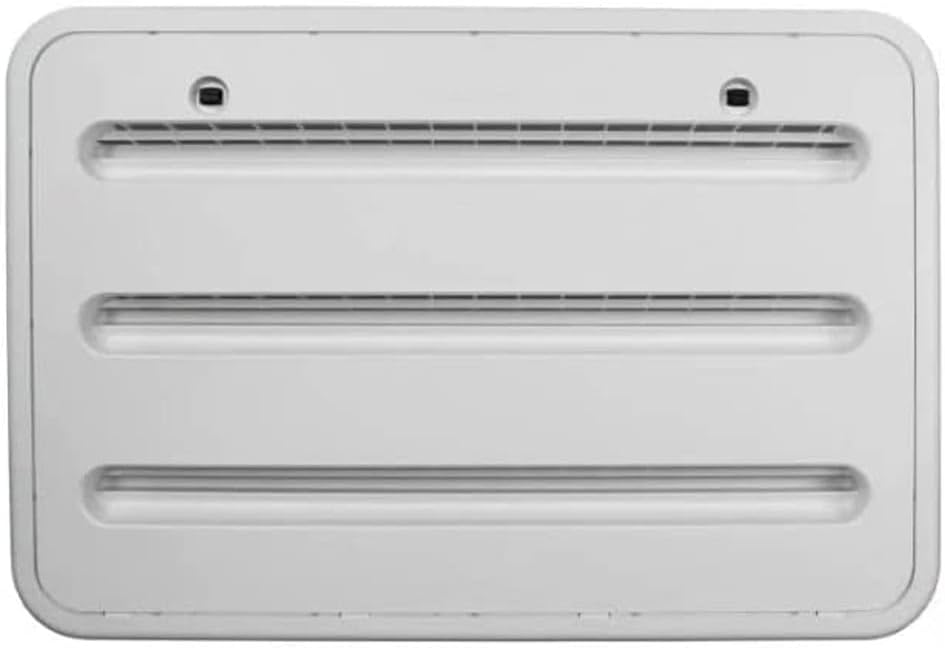 Dometic RV Refrigerator Lower/Upper Mount Vent - Replacement Vent Assembly for Refrigerators - Paintable Recessed Grid Design with Cut-Out 14" x 22" - Polar White