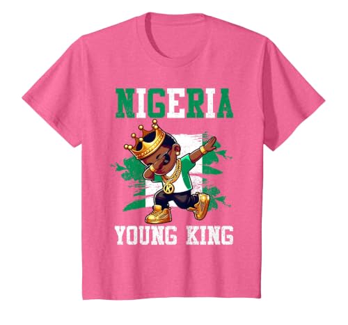 Nigeria Young King Nigerian Boy African Proud Nigerian Flag T-Shirt, Youth, Pink Heather, Small