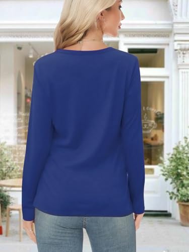 Essential Long Sleeve T-Shirt for Women Fall Casual Shirt, Soft Cotton Blend Round Neck Tee, Everyday Basic Top4