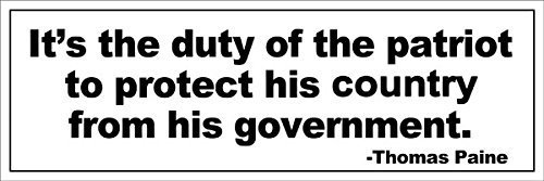 Magnet Thomas Paine Quote: Duty of The Patriot Bumper Magnetic Sticker (Patriotic Decal)