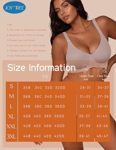 Image of JOYTREE Silky Bras for Women No Underwire V Neck Bralettes for Women Cloud Feel Everyday T Shirt Bra with Extender