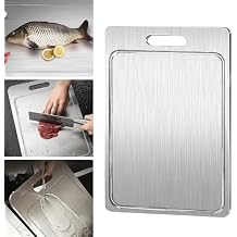 New Titanium Cutting Board with Grooves, Cutting Boards For Kitchen, Double-Sided Food-Grade Titanium Cutting Board For Cutting Meats, Fruits And Vegetables 11.41x7.87in