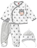 MATERIAL - Das Wickeloberteil Baby, Baby Pants & Babymütze bestehen aus hochwertiger Baumwolle, welche besonders angenehm und weich auf der Haut liegt & nach Oeko-Tex Standard 100 streng schadstoffgeprüft ist. Ein bequemes Baby Outfit.